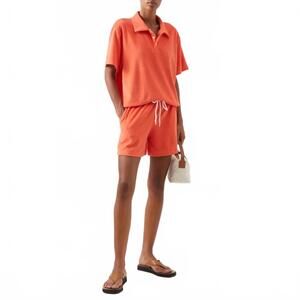 The Frankie Shop Cairo Terry Shorts Cotton-Blend Orange Beach Women's Size Small